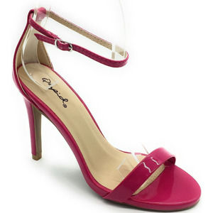 Qupid Fushia Hot Pink Patent Leather Strappy Sandal Heels - Brand New In Box